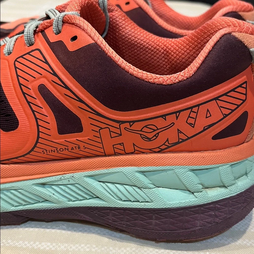 Hoka One One Women's Orange and Teal Running Sneakers